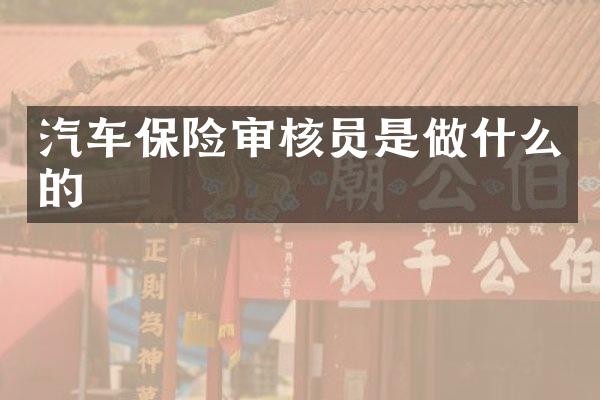 汽车保险审核员是做什么的
