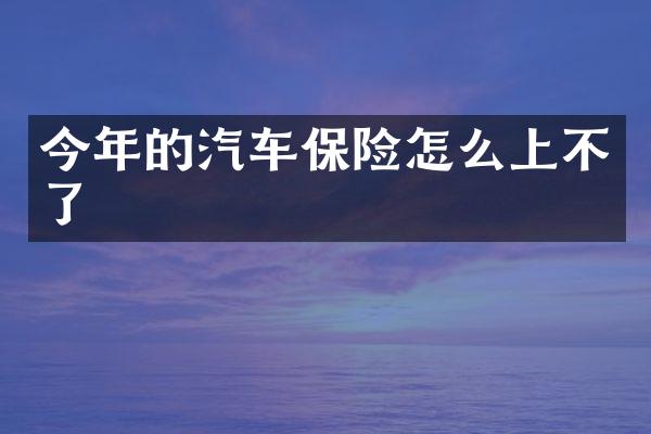 今年的汽车保险怎么上不了