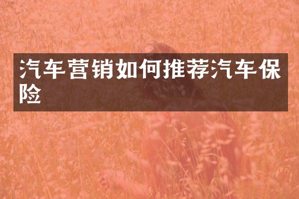 汽车营销如何推荐汽车保险