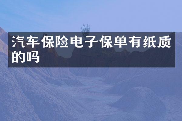 汽车保险电子保单有纸质的吗