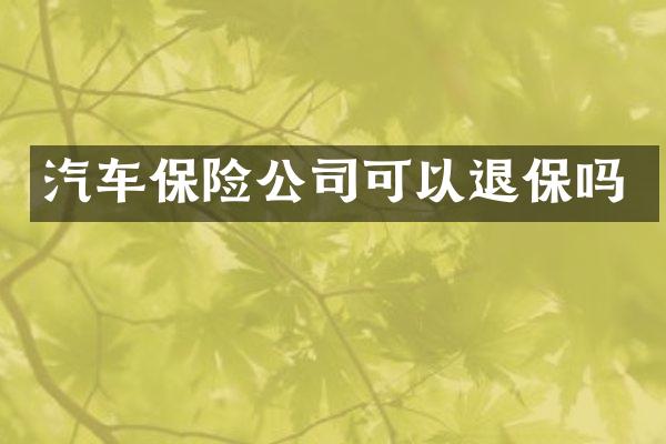 汽车保险公司可以退保吗