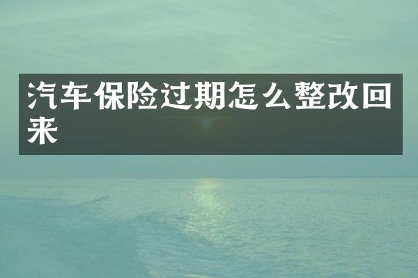 汽车保险过期怎么整改回来