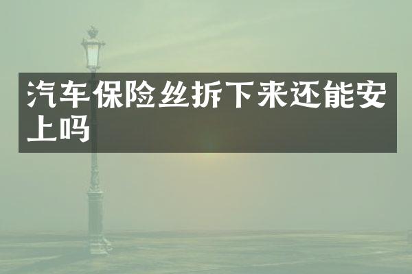 汽车保险丝拆下来还能安上吗