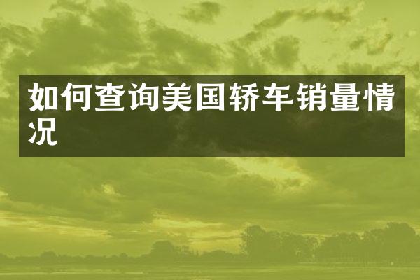 如何查询美国轿车销量情况
