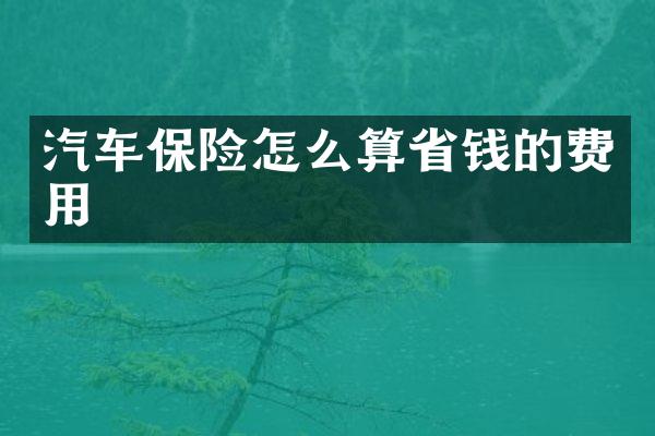 汽车保险怎么算省钱的费用