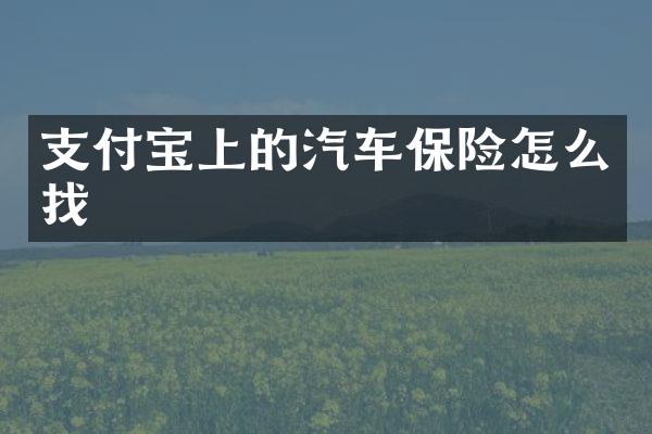 支付宝上的汽车保险怎么找