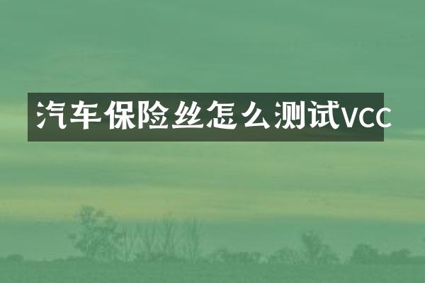 汽车保险丝怎么测试vcc