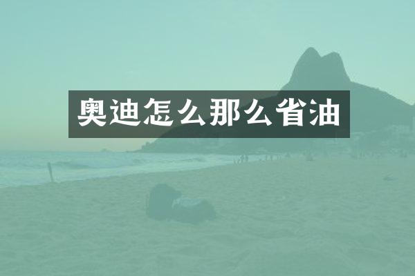 奥迪怎么那么省油