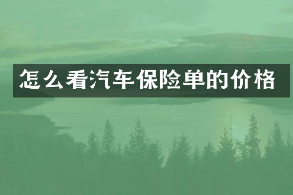 怎么看汽车保险单的价格
