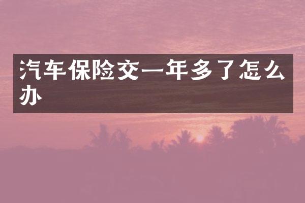 汽车保险交一年多了怎么办