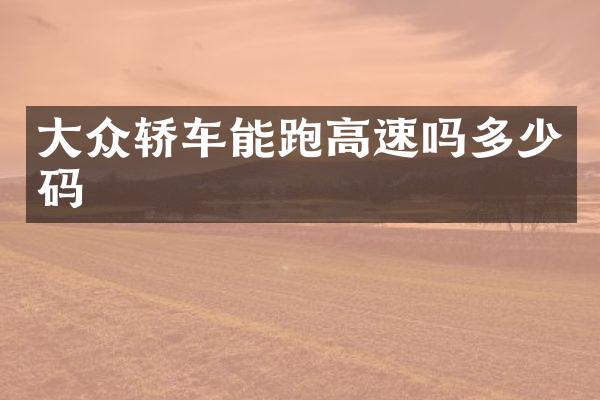 大众轿车能跑高速吗多少码