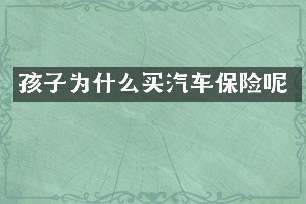 孩子为什么买汽车保险呢