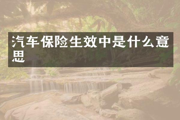 汽车保险生效中是什么意思