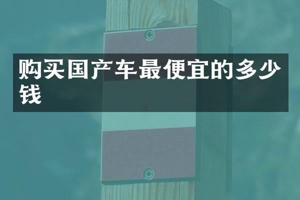 购买国产车的多少钱