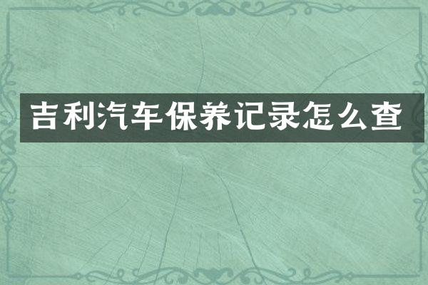 吉利汽车保养记录怎么查