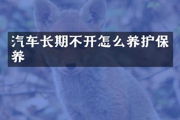 汽车长期不开怎么养护保养