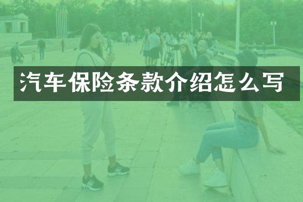 汽车保险条款介绍怎么写