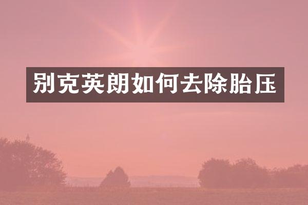 别克英朗如何去除胎压