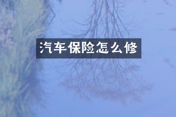 汽车保险怎么修