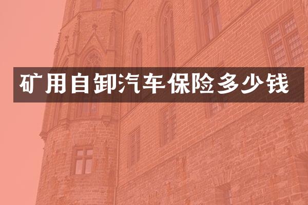 矿用自卸汽车保险多少钱