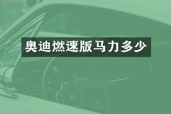 奥迪燃速版马力多少