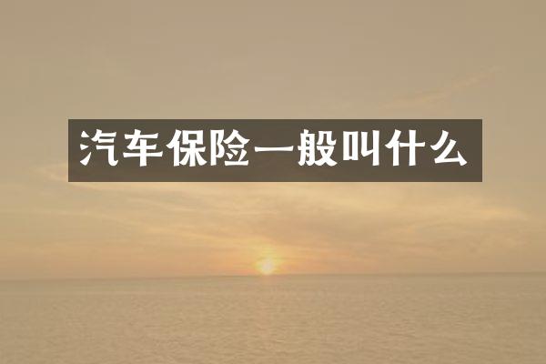 汽车保险一般叫什么