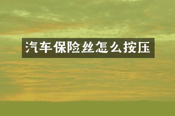 汽车保险丝怎么按压