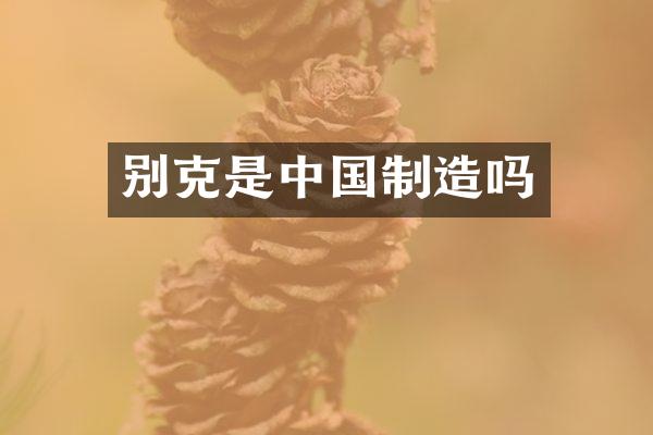 别克是中国制造吗