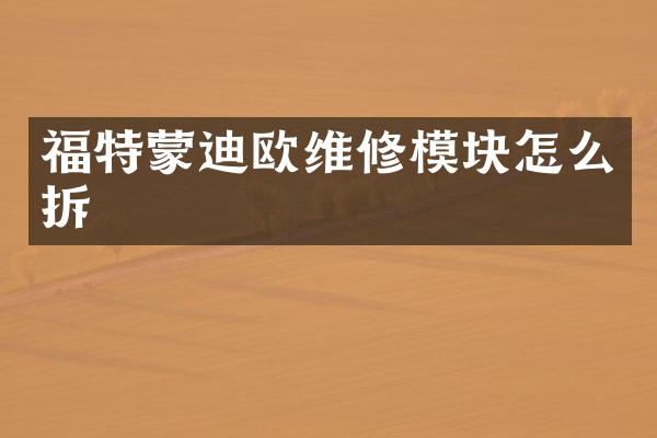 福特蒙迪欧维修模块怎么拆