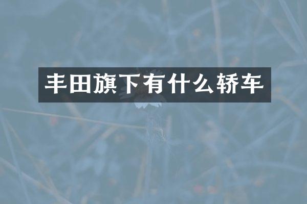 丰田旗下有什么轿车