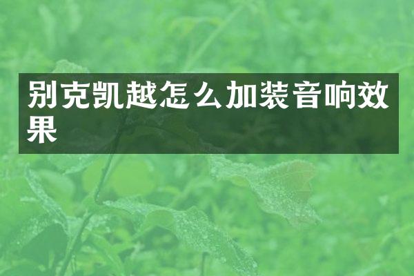 别克凯越怎么加装音响效果