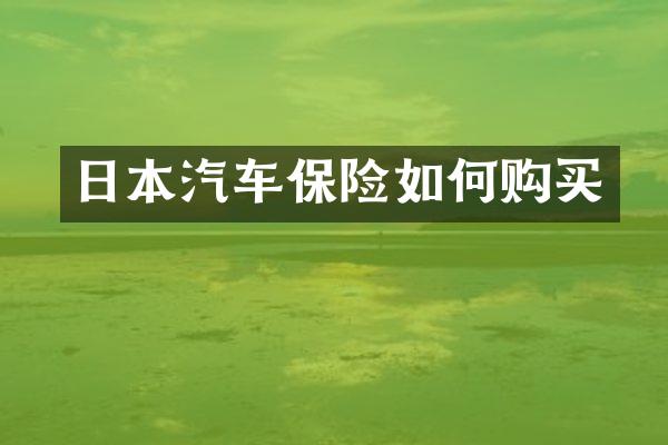 日本汽车保险如何购买