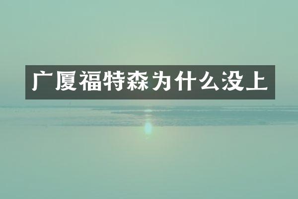 广厦福特森为什么没上