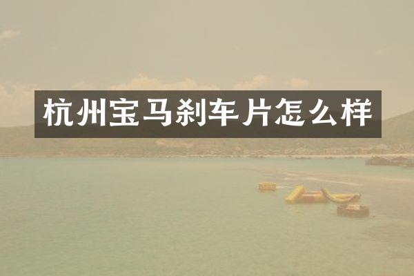 杭州宝马刹车片怎么样