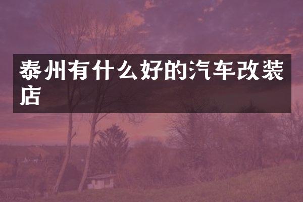 泰州有什么好的汽车改装店