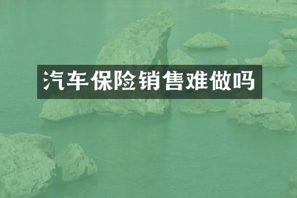 汽车保险销售难做吗