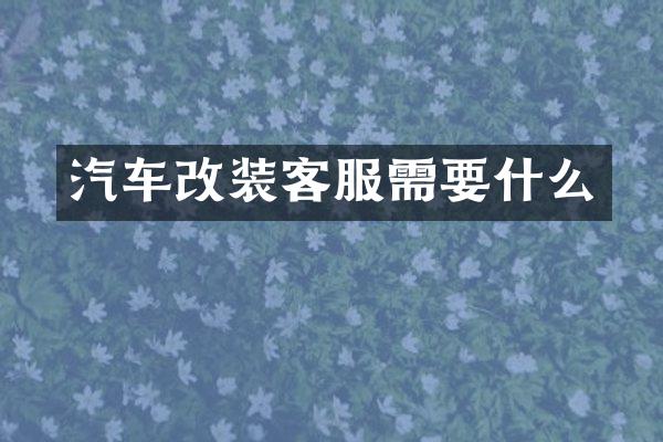 汽车改装客服需要什么