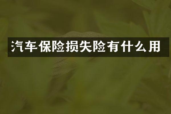 汽车保险损失险有什么用