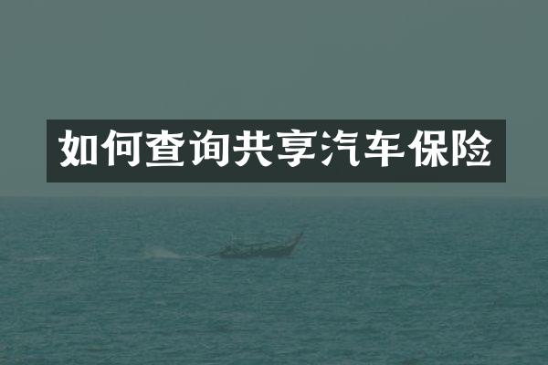 如何查询共享汽车保险