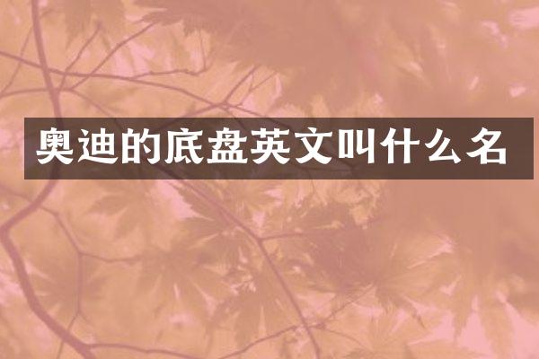 奥迪的底盘英文叫什么名