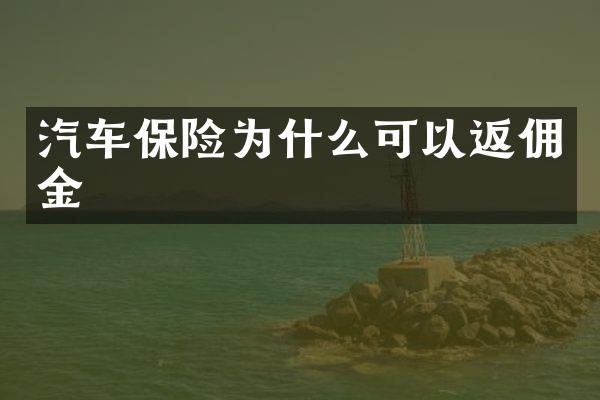 汽车保险为什么可以返佣金
