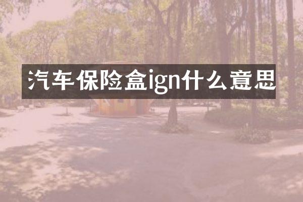汽车保险盒ign什么意思