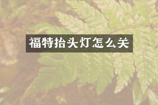 福特抬头灯怎么关