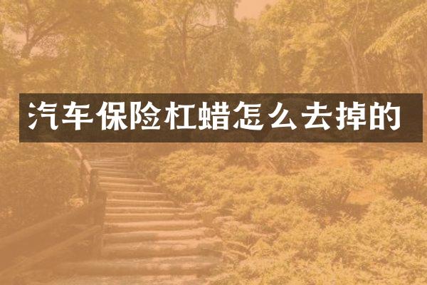 汽车保险杠蜡怎么去掉的