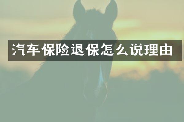汽车保险退保怎么说理由
