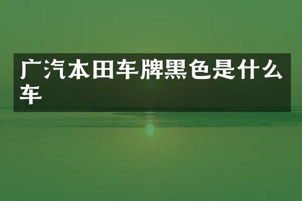 广汽本田车牌黑色是什么车