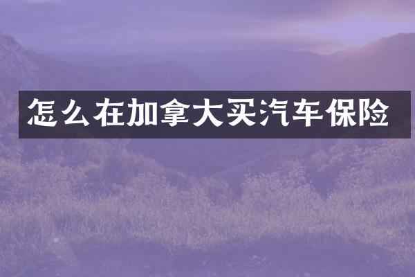 怎么在加拿大买汽车保险