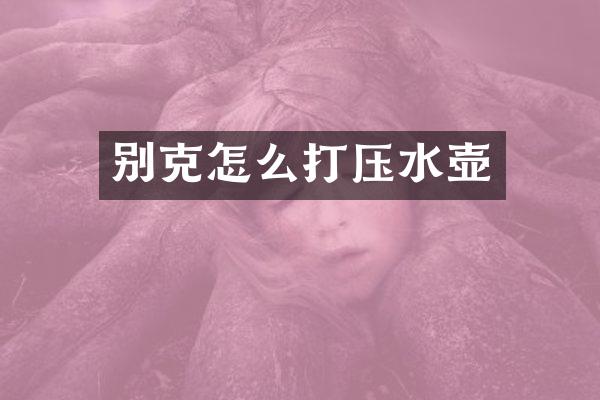 别克怎么打压水壶