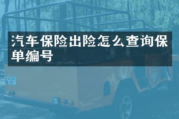 汽车保险出险怎么查询保单编号