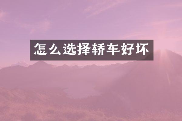 怎么选择轿车好坏